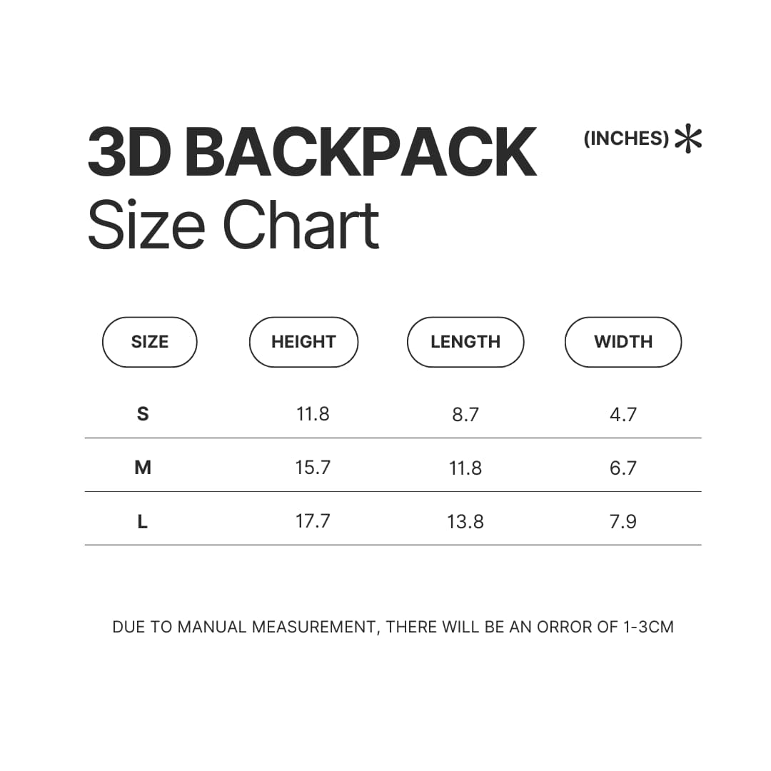 3D Backpack Size Chart - Doctor Gifts UK