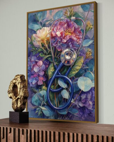 Floral Stethoscope Medical Wall Art