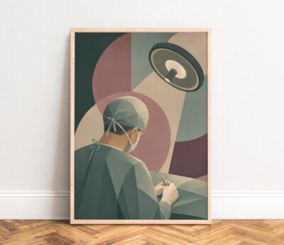 Surgery Mid Century Green Wall Art