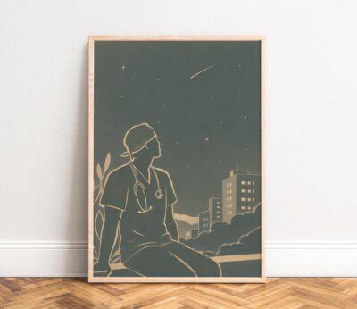 Doctor Line Art Green Wall Art