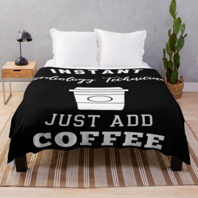 Cardiology Technician Just Add Coffee Throw Blanket